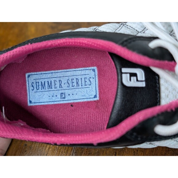 FOOTJOY Summer Series WOMEN'S GOLF SHOES, WHT / PINK/BLK-98968 SZ 8 Medium - Picture 11 of 13